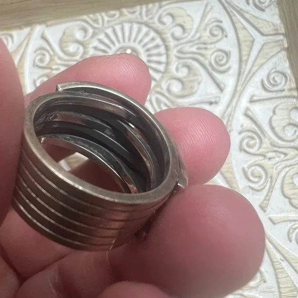 Artisan Modern Wide Chunky Sterling Silver Band Ring Solid Size 9 - Picture 12 of 16